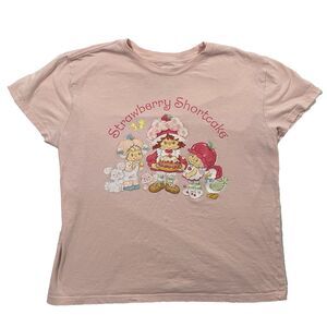 Strawberry Shortcake Pink Graphic Print Short Sleeve Tee Size Large Cottagecore